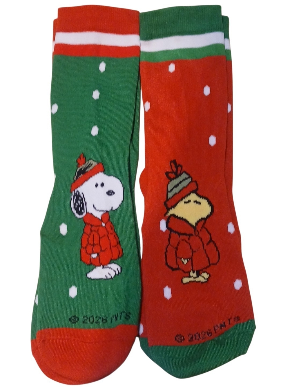 Peanuts - Ladies Half Calf Christmas Socks. 1 Pair Snoopy, 1 Pair Woodstock,